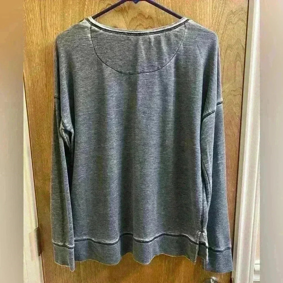 Lucky Brand Floral Embroidered Gray Long Sleeve Distressed Shirt Size Medium - Picture 14 of 14